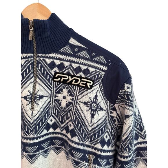 Spyder VTG Ski Sweater Pullover 1/4 Zip Insulated Fair Isle Ladies S Nordic - Picture 5 of 10